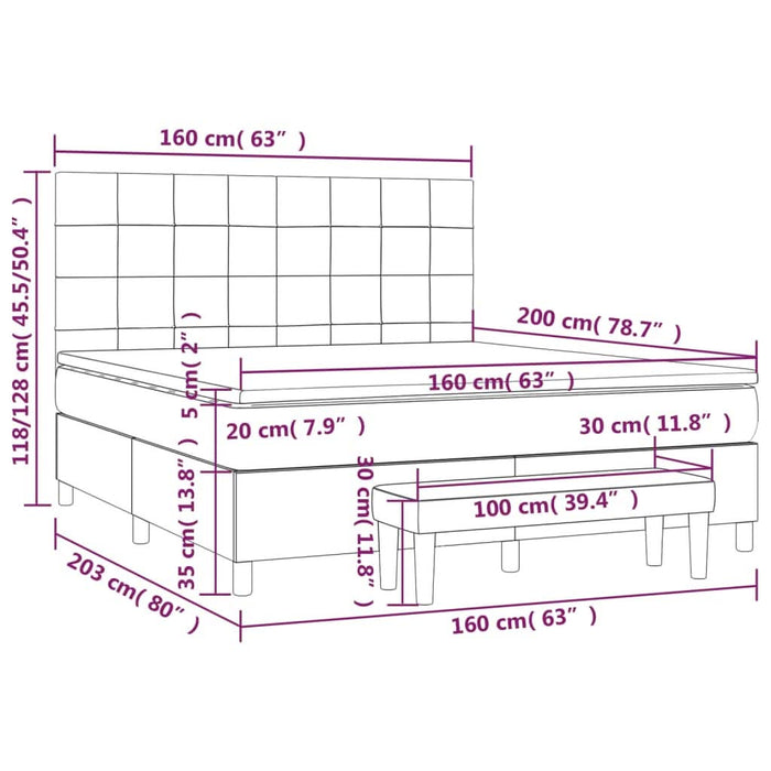 Pat box spring cu saltea, negru, 160x200 cm, catifea - WALTI WALTI