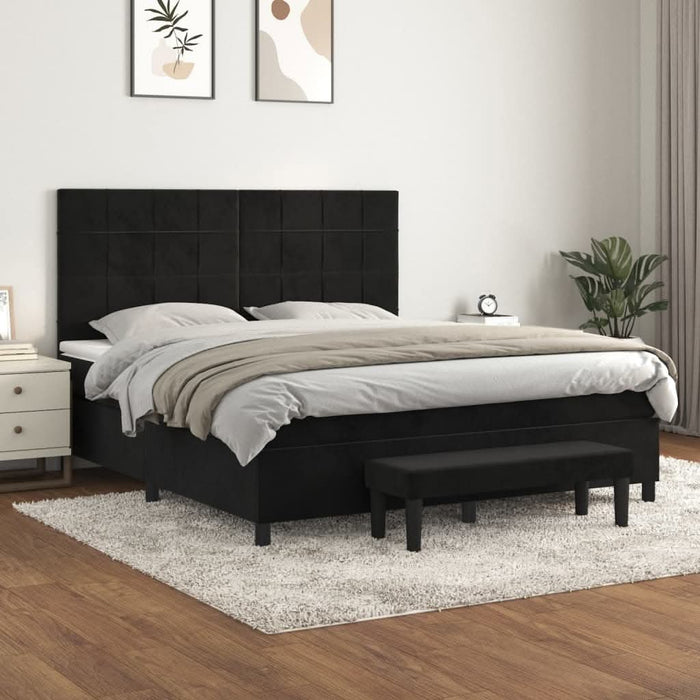 Pat box spring cu saltea, negru, 160x200 cm, catifea - WALTI WALTI