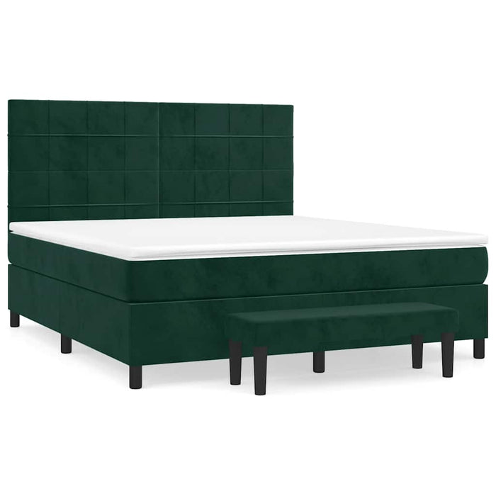 Pat box spring cu saltea, verde închis, 160x200 cm, catifea - WALTI WALTI
