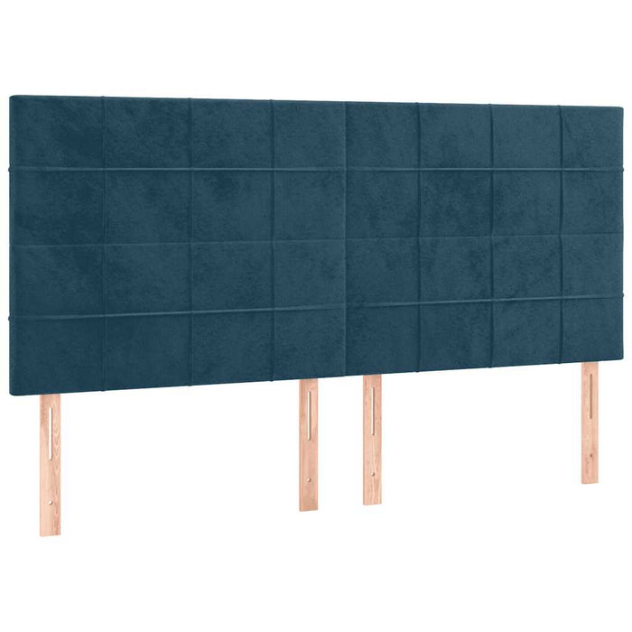 Pat box spring cu saltea, albastru închis, 160x200 cm, catifea WALTI