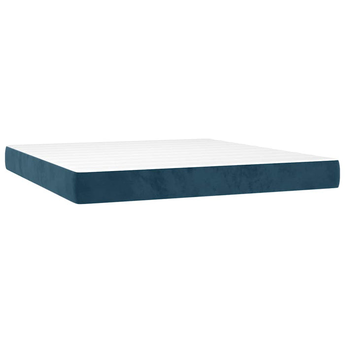 Pat box spring cu saltea, albastru închis, 160x200 cm, catifea WALTI