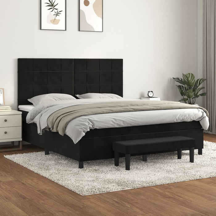 Pat box spring cu saltea, negru, 180x200 cm, catifea - WALTI WALTI