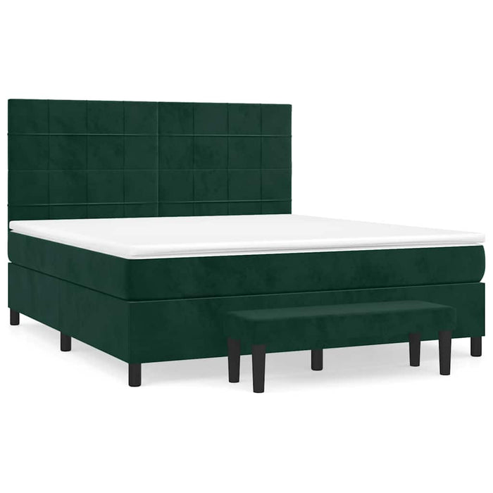 Pat box spring cu saltea, verde închis, 180x200 cm, catifea - WALTI WALTI