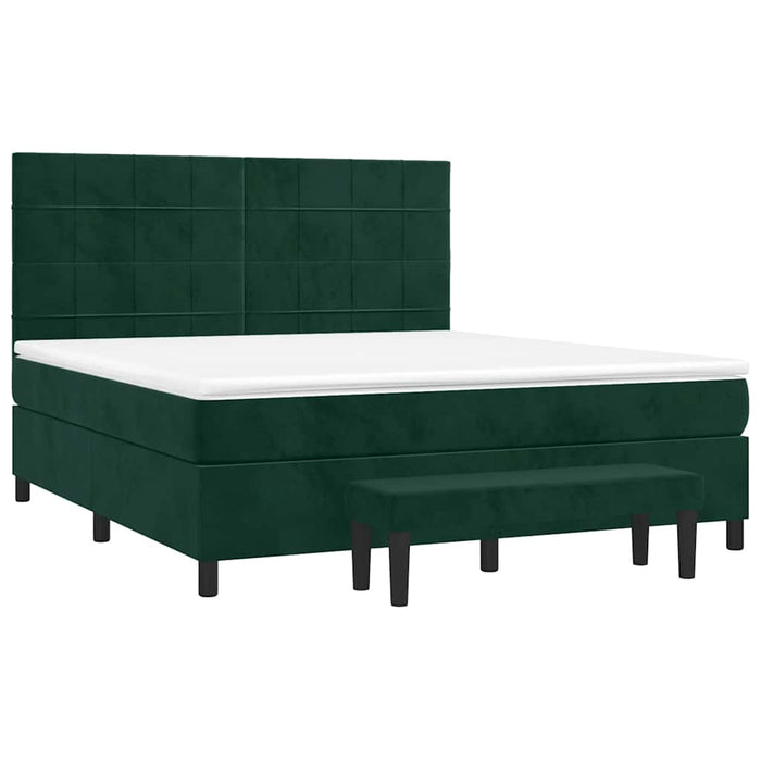 Pat box spring cu saltea, verde închis, 180x200 cm, catifea - WALTI WALTI