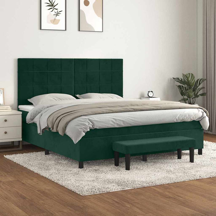 Pat box spring cu saltea, verde închis, 180x200 cm, catifea - WALTI WALTI