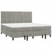 Pat box spring cu saltea, gri deschis, 200x200 cm, catifea - WALTI WALTI
