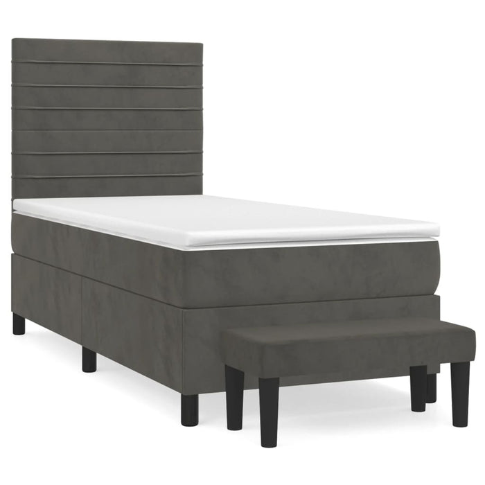 Pat box spring cu saltea, gri închis, 80x200 cm, catifea - WALTI WALTI