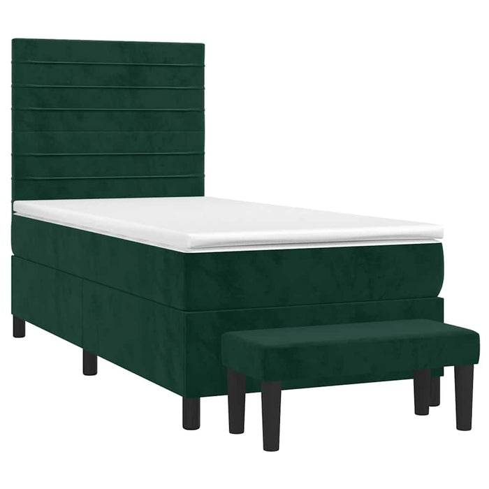 Pat box spring cu saltea, verde închis, 80x200 cm, catifea - WALTI WALTI