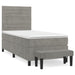 Pat box spring cu saltea, gri deschis, 90x190 cm, catifea - WALTI WALTI