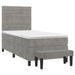Pat box spring cu saltea, gri deschis, 90x190 cm, catifea - WALTI WALTI