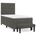 Pat box spring cu saltea, gri închis, 90x190 cm, catifea - WALTI WALTI