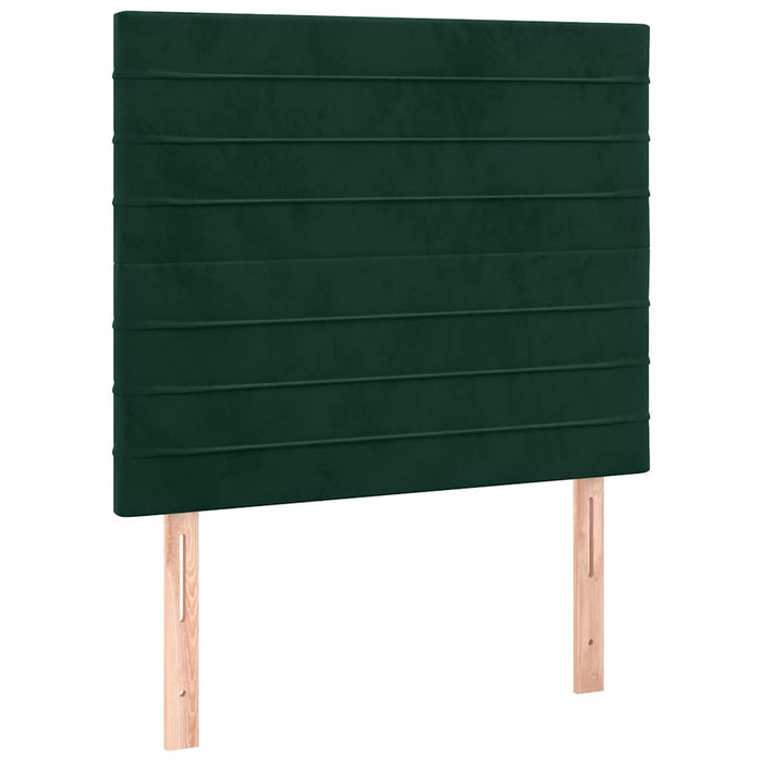 Pat box spring cu saltea, verde închis, 90x190 cm, catifea WALTI