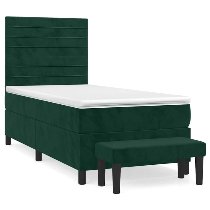Pat box spring cu saltea, verde închis, 90x200 cm, catifea - WALTI WALTI