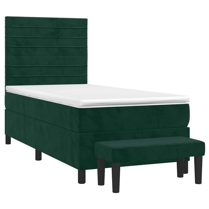 Pat box spring cu saltea, verde închis, 90x200 cm, catifea - WALTI WALTI