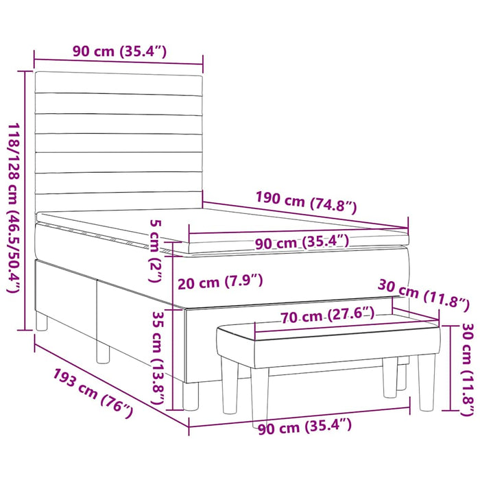 Pat box spring cu saltea, verde închis, 90x200 cm, catifea - WALTI WALTI