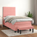 Pat box spring cu saltea, roz, 90x200 cm, catifea - WALTI WALTI