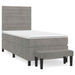 Pat box spring cu saltea, gri deschis, 100x200 cm, catifea - WALTI WALTI