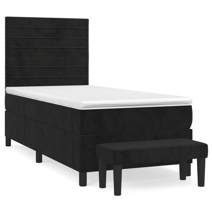 Pat box spring cu saltea, negru, 100x200 cm, catifea - WALTI WALTI