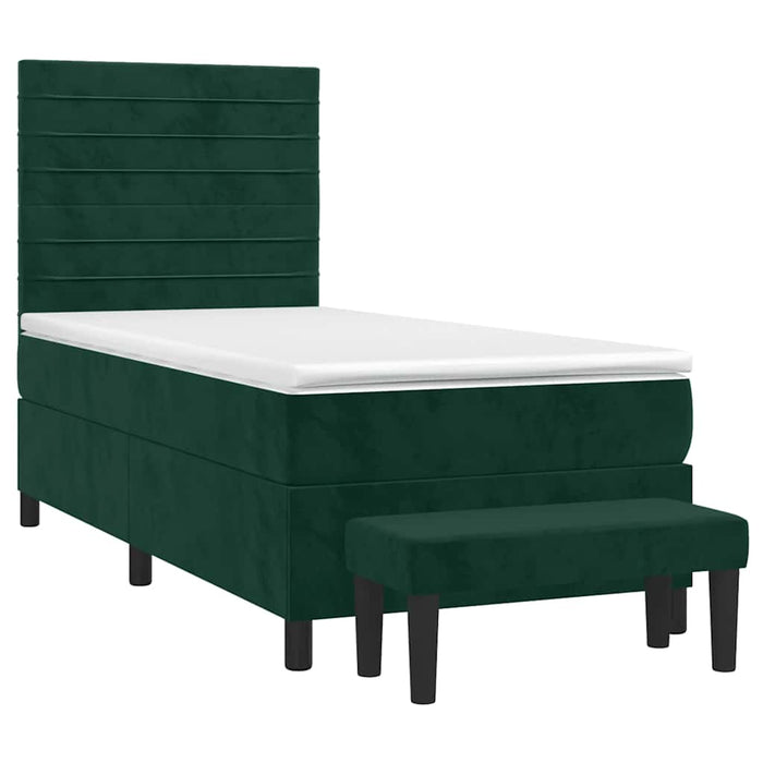 Pat box spring cu saltea, verde închis, 100x200 cm, catifea - WALTI WALTI