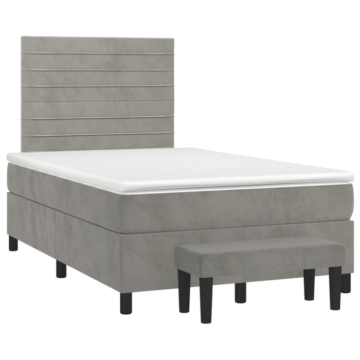 Pat continental cu saltea, gri deschis, 120x200 cm, catifea - WALTI WALTI