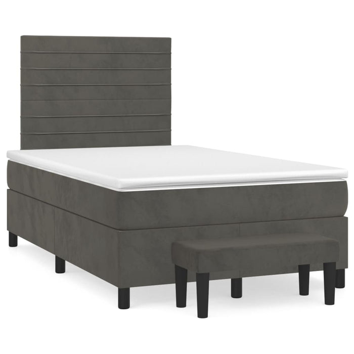 Pat box spring cu saltea, gri închis, 120x200 cm, catifea - WALTI WALTI