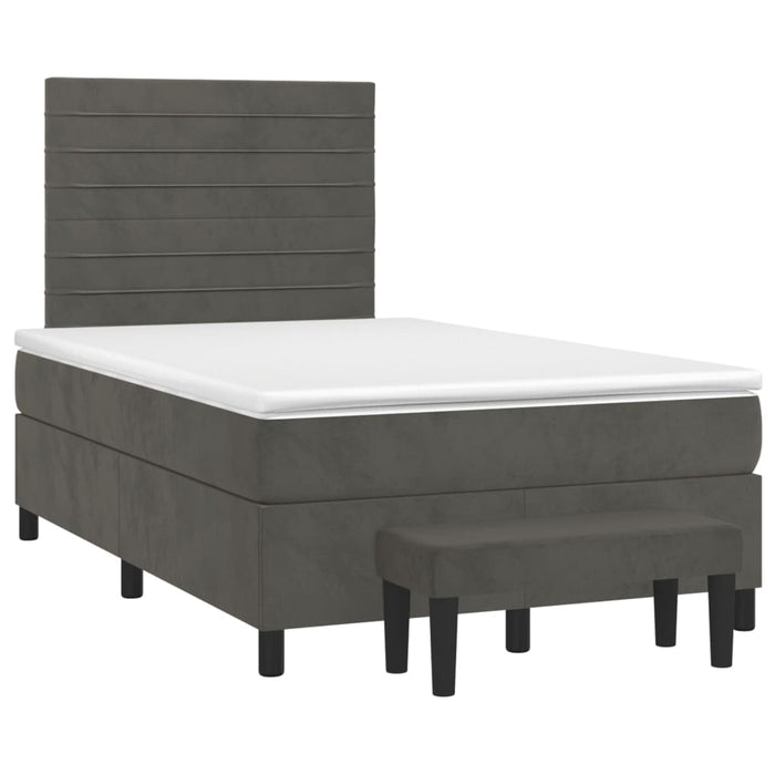 Pat box spring cu saltea, gri închis, 120x200 cm, catifea - WALTI WALTI