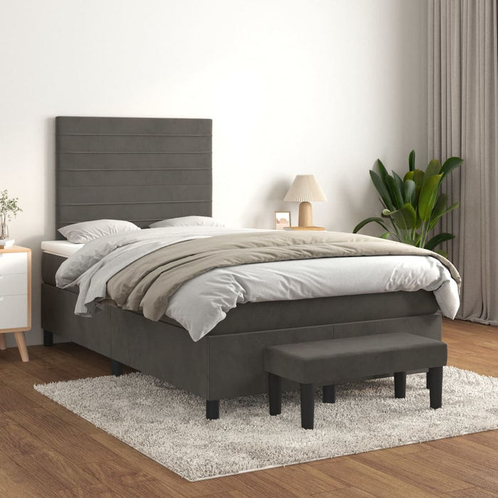 Pat box spring cu saltea, gri închis, 120x200 cm, catifea - WALTI WALTI