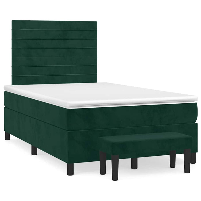 Pat box spring cu saltea, verde închis, 120x200 cm, catifea WALTI