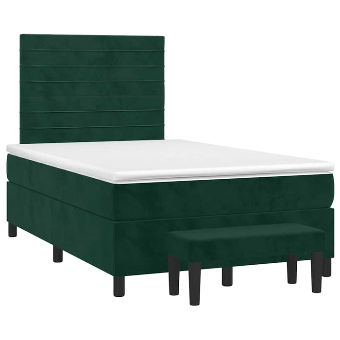 Pat box spring cu saltea, verde închis, 120x200 cm, catifea WALTI
