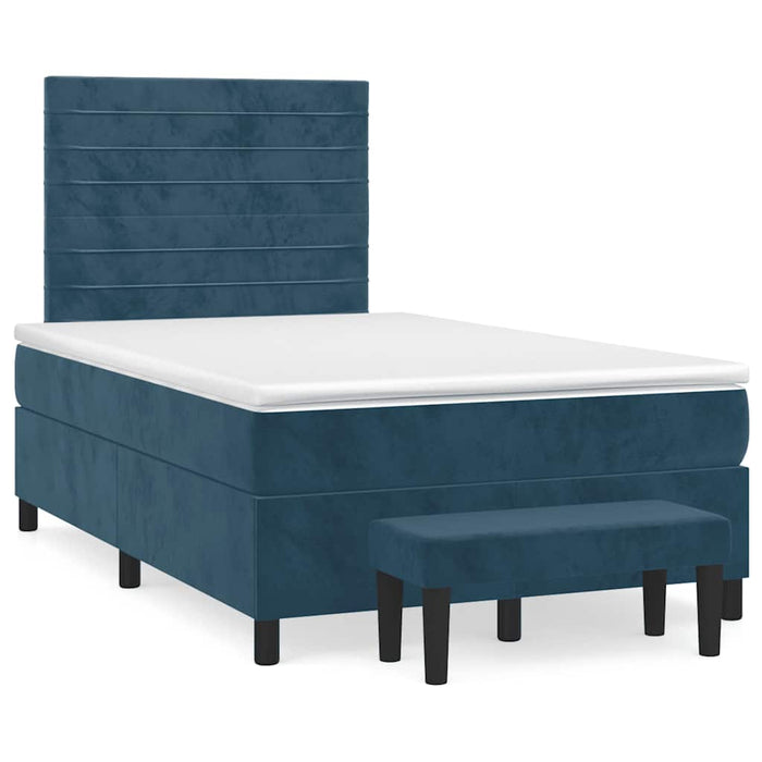 Pat box spring cu saltea, albastru închis, 120x200 cm, catifea - WALTI WALTI