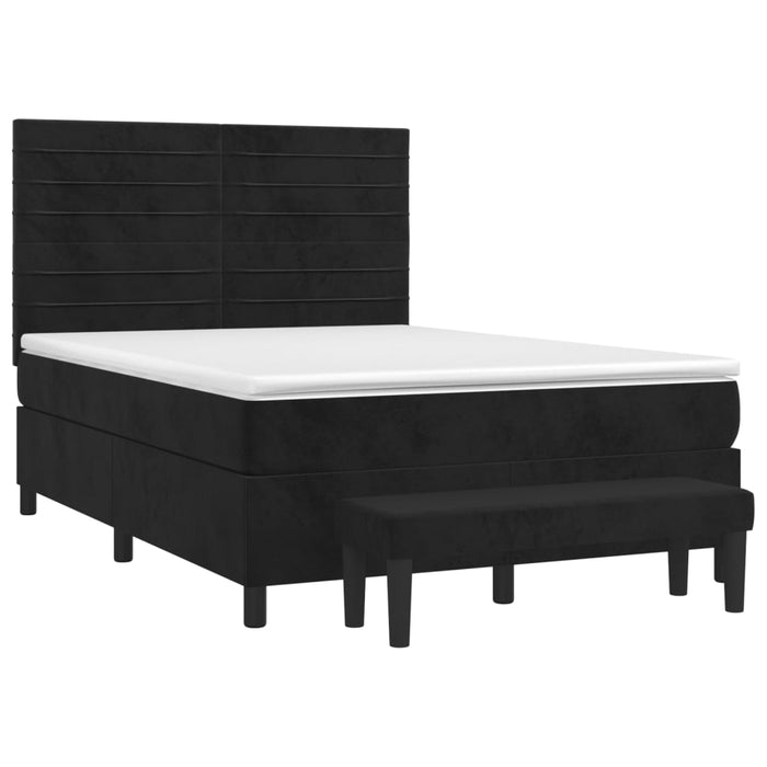 Pat box spring cu saltea, negru, 140x190 cm, catifea - WALTI WALTI