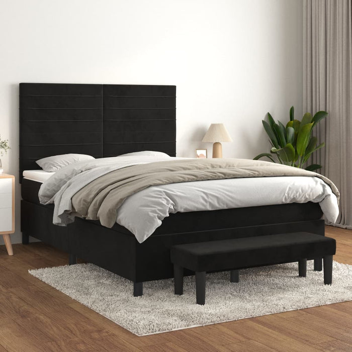 Pat box spring cu saltea, negru, 140x190 cm, catifea - WALTI WALTI