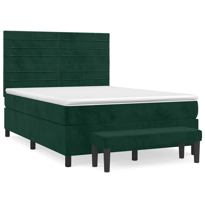 Pat box spring cu saltea, verde închis, 140x190 cm, catifea - WALTI WALTI