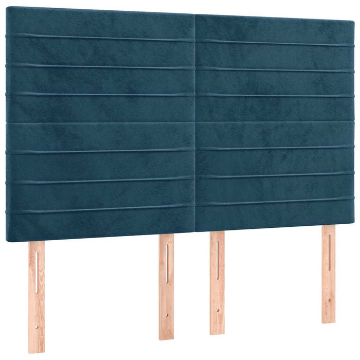 Pat box spring cu saltea, albastru închis, 140x190 cm, catifea - WALTI WALTI