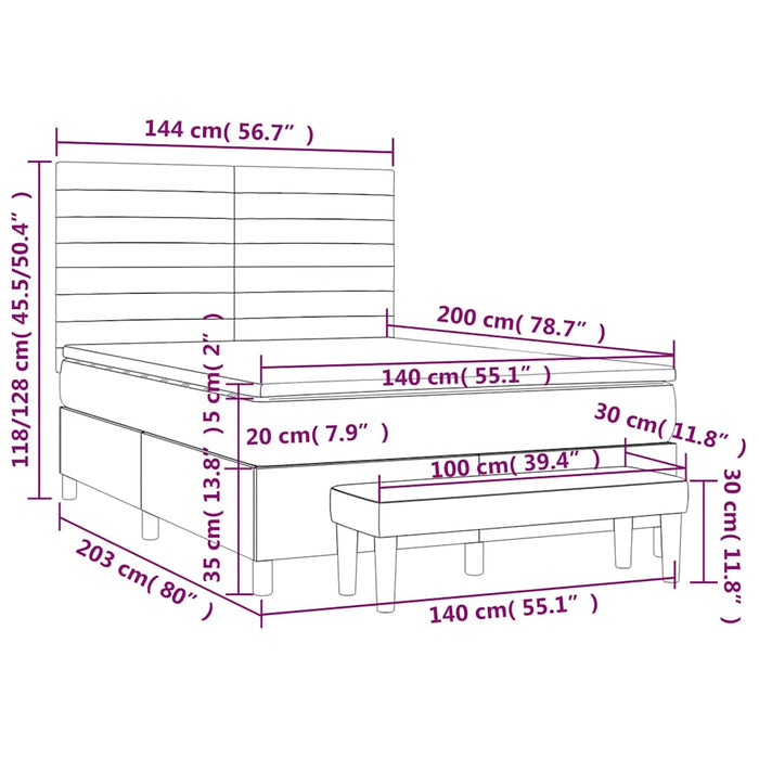 Pat box spring cu saltea, verde închis, 140x200 cm, catifea - WALTI WALTI