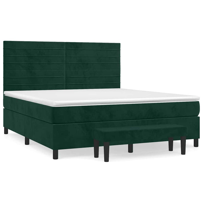 Pat box spring cu saltea, verde închis, 160x200 cm, catifea - WALTI WALTI