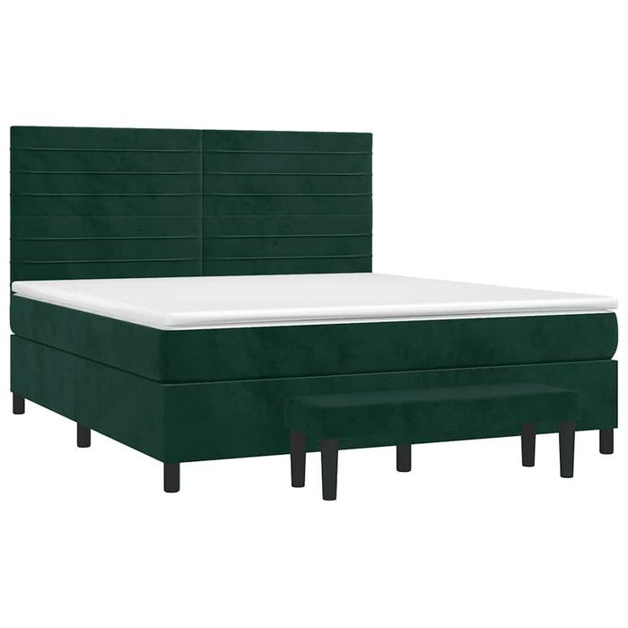 Pat box spring cu saltea, verde închis, 160x200 cm, catifea - WALTI WALTI