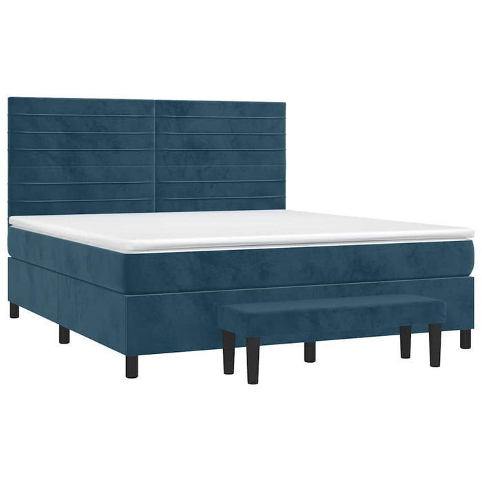 Pat box spring cu saltea, albastru închis, 160x200 cm, catifea - WALTI WALTI