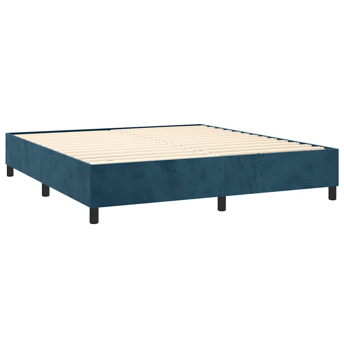 Pat box spring cu saltea, albastru închis, 160x200 cm, catifea - WALTI WALTI