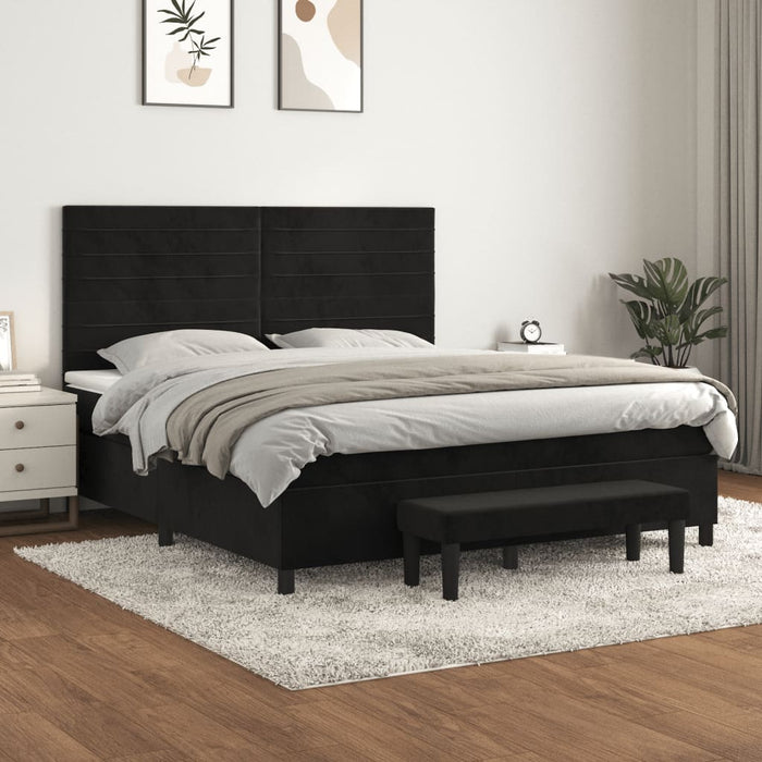 Pat box spring cu saltea, negru, 180x200 cm, catifea - WALTI WALTI