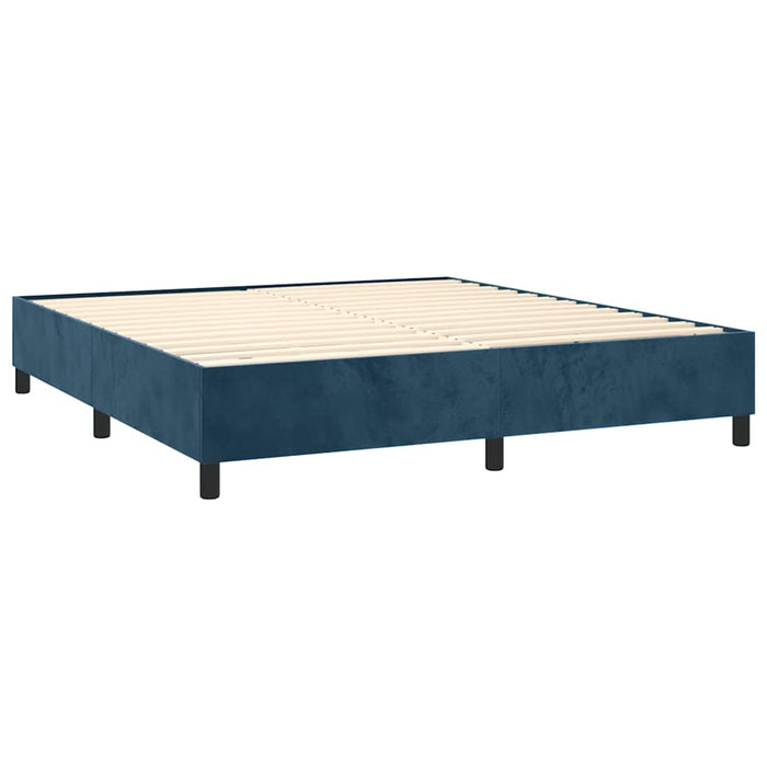 Pat box spring cu saltea, albastru închis, 180x200 cm, catifea - WALTI WALTI