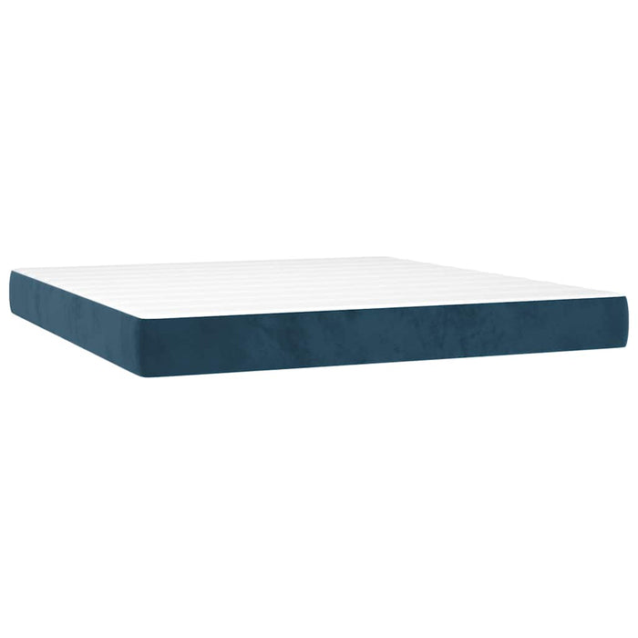 Pat box spring cu saltea, albastru închis, 180x200 cm, catifea - WALTI WALTI