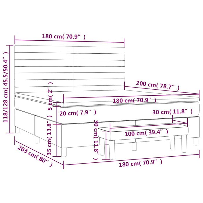 Pat box spring cu saltea, albastru închis, 180x200 cm, catifea - WALTI WALTI