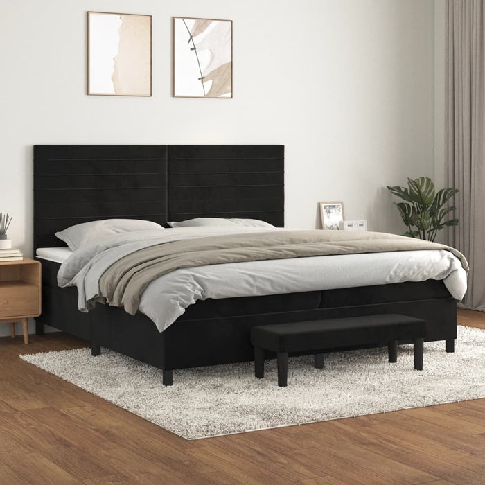 Pat box spring cu saltea, negru, 200x200 cm, catifea - WALTI WALTI