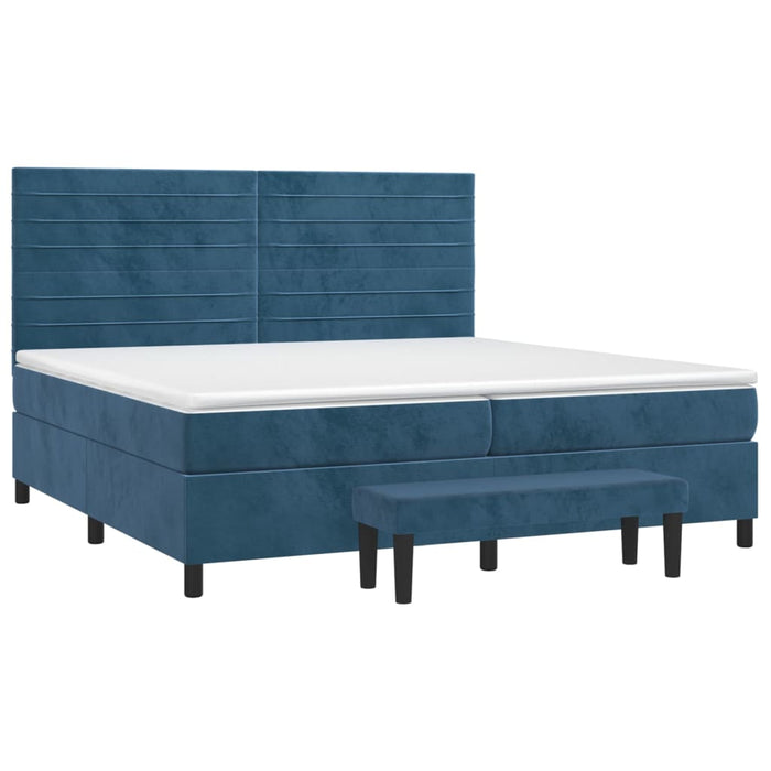 Pat box spring cu saltea, albastru închis, 200x200 cm, catifea - WALTI WALTI