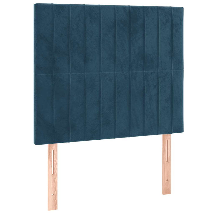 Pat box spring cu saltea, albastru închis, 80x200 cm, catifea WALTI