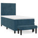 Pat box spring cu saltea, albastru închis, 90x190 cm, catifea - WALTI WALTI