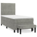 Pat box spring cu saltea, gri deschis, 90x200 cm, catifea - WALTI WALTI