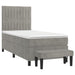 Pat box spring cu saltea, gri deschis, 90x200 cm, catifea - WALTI WALTI