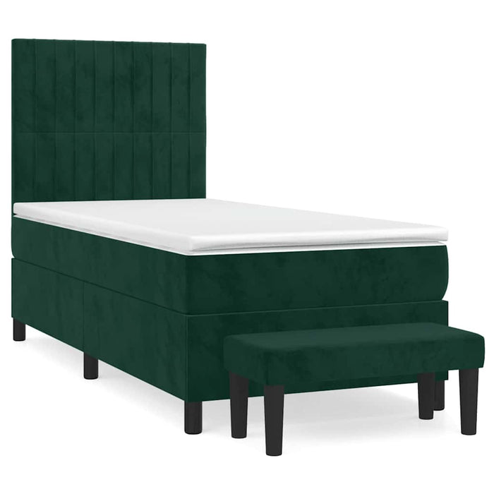 Pat box spring cu saltea, verde închis, 90x200 cm, catifea - WALTI WALTI